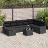 vidaXL Sofa Set mit Kissen mit Speicher Schwarz Poly-Rattan
