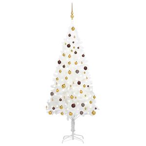 vidaXL K&uuml;nstlicher Weihnachtsbaum mit Beleuchtung & Kugeln Wei&szlig; 210 cm