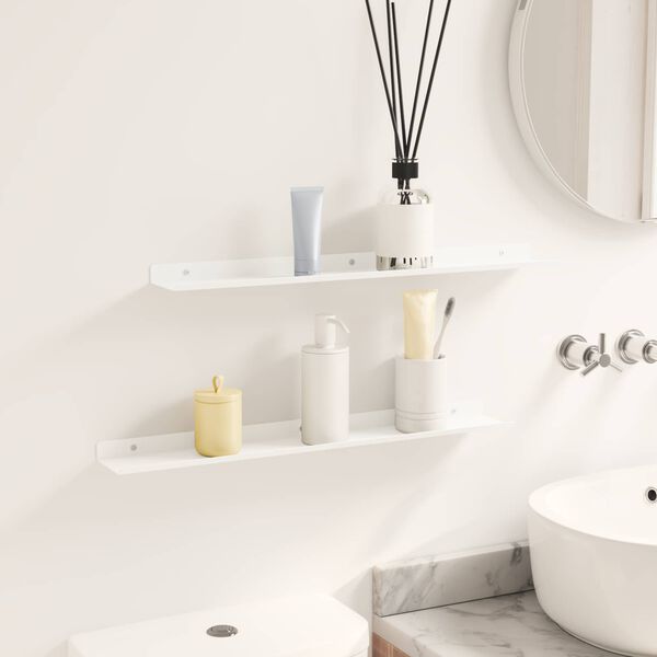 vidaXL Schwebendes Regal Wandmontiert 2 pcs Wei&szlig; 60 x 9 x 2,5 cm Stahl