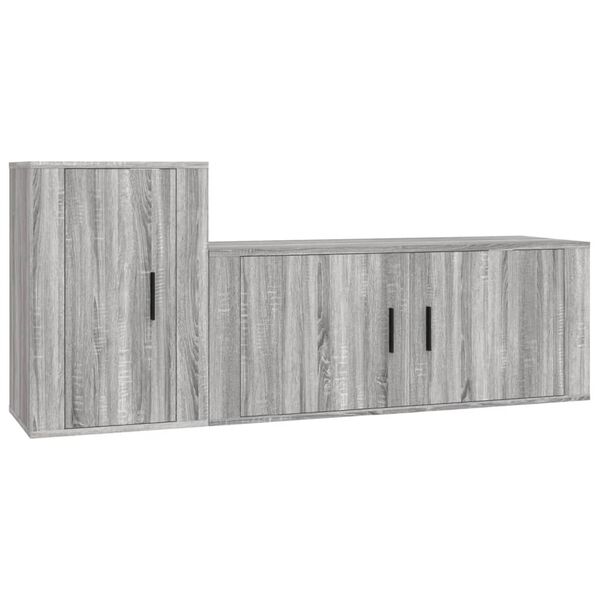vidaXL 2-tlg. TV-Schrank-Set Grau Sonoma Holzwerkstoff