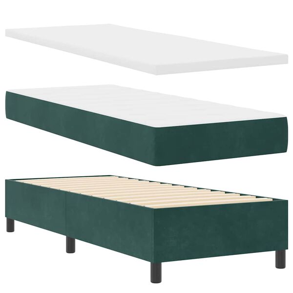 vidaXL Boxspringbett mit Matratze Dunkelgr&uuml;n 80 x 200 cm Samt