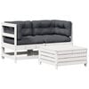 vidaXL 3-tlg. Garten-Lounge-Set mit Kissen Wei&szlig; Massivholz Kiefer