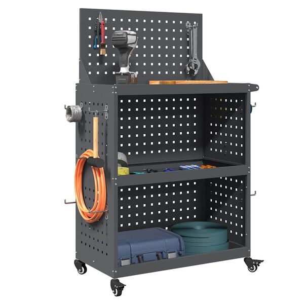 vidaXL Werkzeugwagen Anthrazit 65 x 35 x 111 cm Kaltgewalzter Stahl