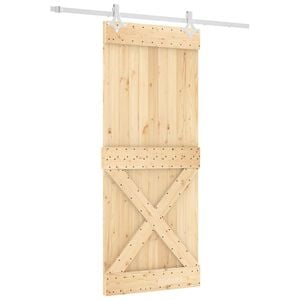 vidaXL Schiebet&uuml;r Nat&uuml;rlich und Wei&szlig; 85 x 210 cm Massivkiefer
