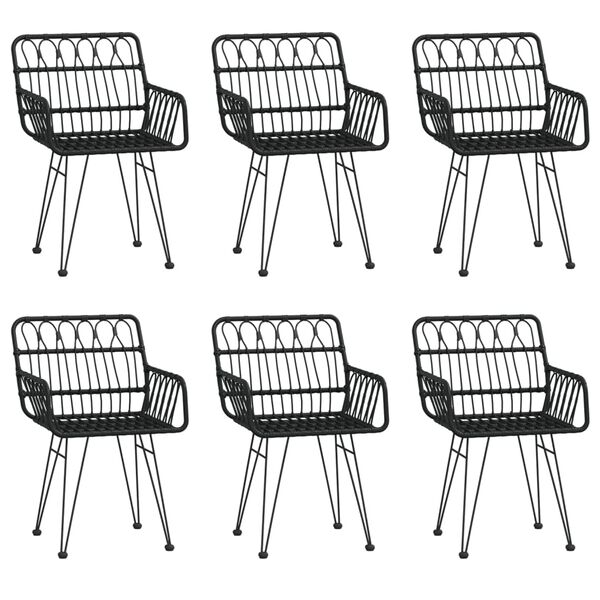 vidaXL 7-tlg. Garten-Essgruppe Schwarz Poly Rattan