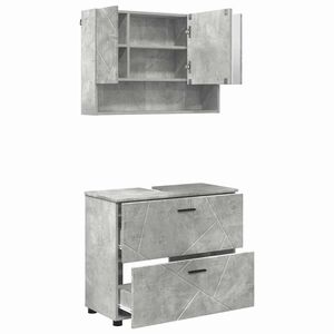 vidaXL Badezimmerm&ouml;bel-Set 2 stk. Beton Grau 76,5 x 35 x 64 cm