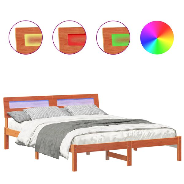 vidaXL Bettrahmen Wachsbraun 160 x 200 cm Massives Kiefernholz