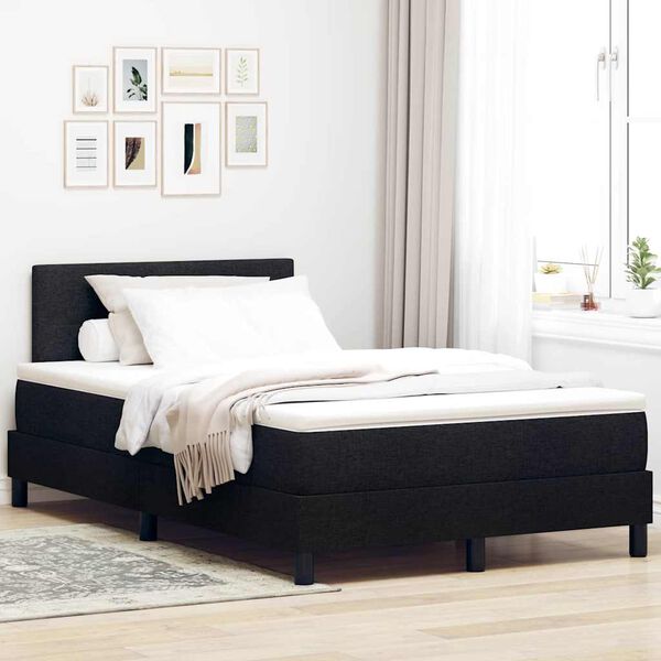 vidaXL Boxspringbett mit Matratze mit LED Schwarz 120 x 190 cm Stoff