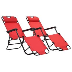 vidaXL Klappbare Sonnenliegen 2 Stk. mit Fu&szlig;ablage Rot