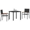 vidaXL Garten Essgruppe mit Kissen 3 pcs Schwarz Poly-Rattan