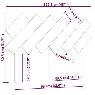 vidaXL Bett-Kopfteil Weiß 122,5x3x80,5 cm Massivholz Kiefer