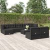 vidaXL 9-tlg. Garten-Lounge-Set mit Kissen Schwarz Poly Rattan