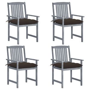vidaXL Gartenst&uuml;hle mit Kissen 4 Stk. Grau Massivholz Akazie