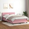 vidaXL Boxspringbett mit Matratze & LED Rosa 160x220 cm Samt