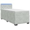 vidaXL Boxspringbett mit Matratze und LED Hellgrau Einzeln Samt