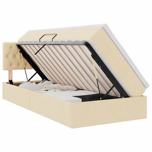 vidaXL Bett mit Stauraum und LED mit Matratze Creme 90 x 190 cm Stoff