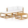 vidaXL 4-tlg. Garten-Lounge-Set mit Auflagen Creme Massivholz Akazie