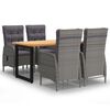 vidaXL 5-tlg. Garten-Essgruppe mit Kissen Poly Rattan Grau