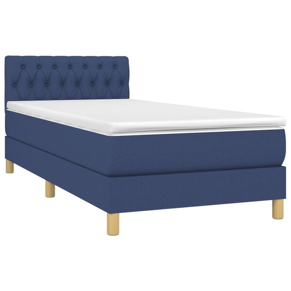 vidaXL Boxspringbett mit Matratze & LED Blau 100x200 cm Stoff