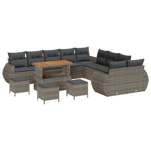 vidaXL Gartensofa-set 14 pcs Grau Poly-Rattan