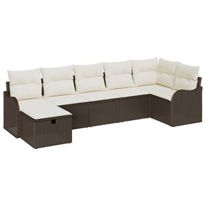 vidaXL Sofa Set mit Kissen mit Speicher Braun und Creme Poly-Rattan