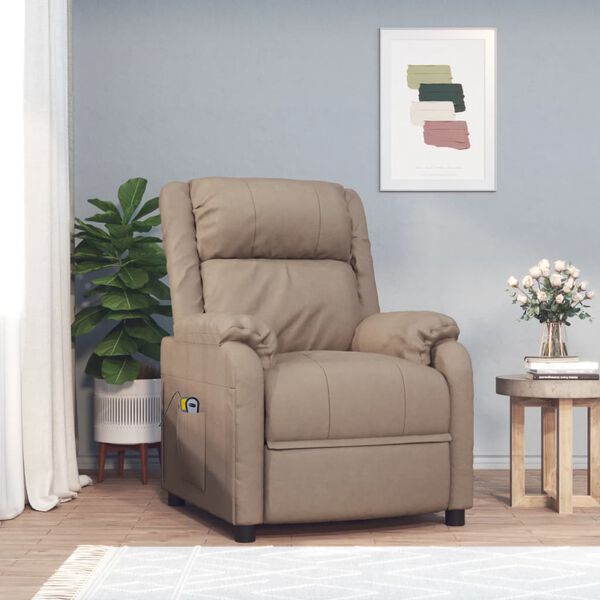 vidaXL Massagesessel mit Aufstehhilfe Cappuccino-Braun Kunstleder