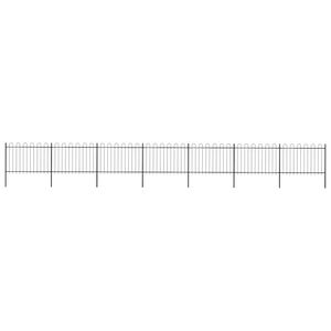 vidaXL Gartenzaun mit Rundbogen Stahl 1172 x 120 cm Schwarz