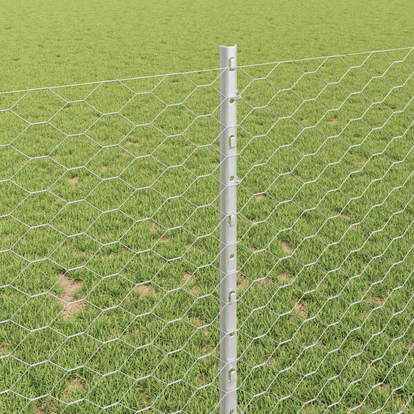 vidaXL Zaun mit Pfosten Silber 1 x 25 m Stahl