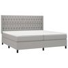 vidaXL Boxspringbett mit Matratze & LED Hellgrau 200x200 cm Stoff