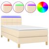 vidaXL Boxspringbett mit Matratze & LED Creme 80x200 cm Stoff