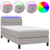 vidaXL Boxspringbett mit Matratze & LED Hellgrau 100x200 cm Stoff