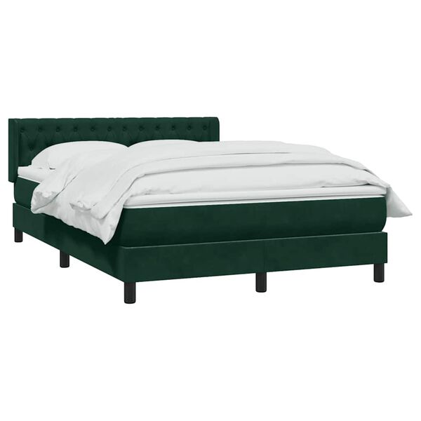 vidaXL Boxspringbett mit Matratze Dunkelgr&uuml;n 140x210 cm Samt