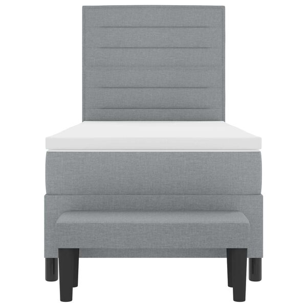 vidaXL Boxspringbett mit Matratze Hellgrau 80 x 200 cm Stoff