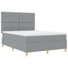 vidaXL Boxspringbett mit Matratze Hellgrau 140 x 200 cm Stoff