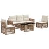 vidaXL Gartensofa-set 6 stk. Beige und Cremewei&szlig; Poly-Rattan