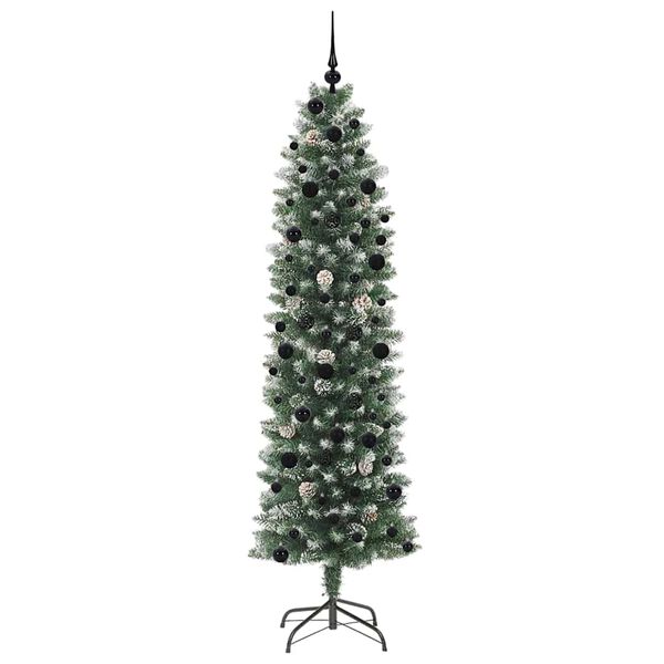 vidaXL K&uuml;nstlicher schlanker Weihnachtsbaum Gr&uuml;n und Wei&szlig; 240 cm