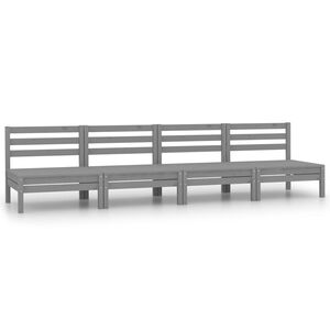 vidaXL 4-tlg. Garten-Lounge-Set Grau Kiefer Massivholz