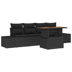 vidaXL Garten-Sofa-Set mit Speicher 5 pcs Schwarz Poly Rattan