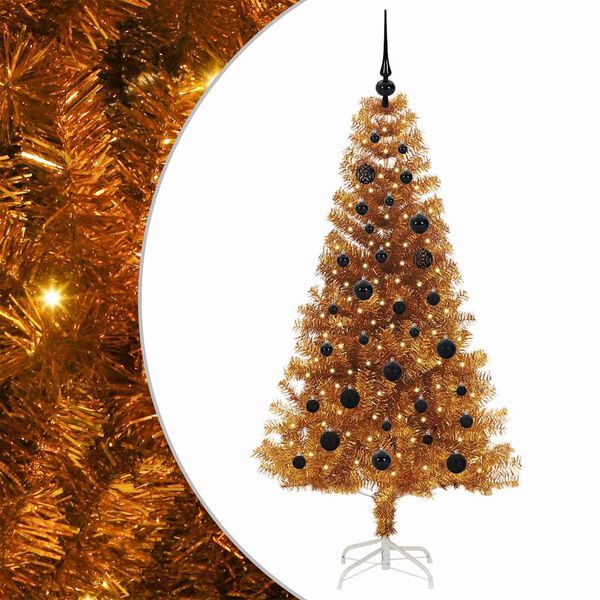 vidaXL Weihnachtsbaum mit 150 LEDs mit Ständer Gold 150 cm Haustier