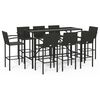 vidaXL 9-tlg. Gartenbar-Set Schwarz Poly Rattan