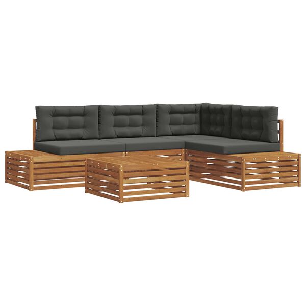 vidaXL Outdoor-Sofagarnitur mit Kissen 5 St&uuml;ck Natur und Anthrazit