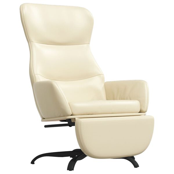 vidaXL Relaxsessel mit Fu&szlig;teil Creme Kunstleder