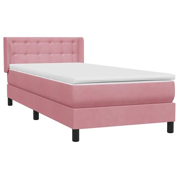 vidaXL Boxspringbett mit Matratze Rosa 80x220 cm Samt