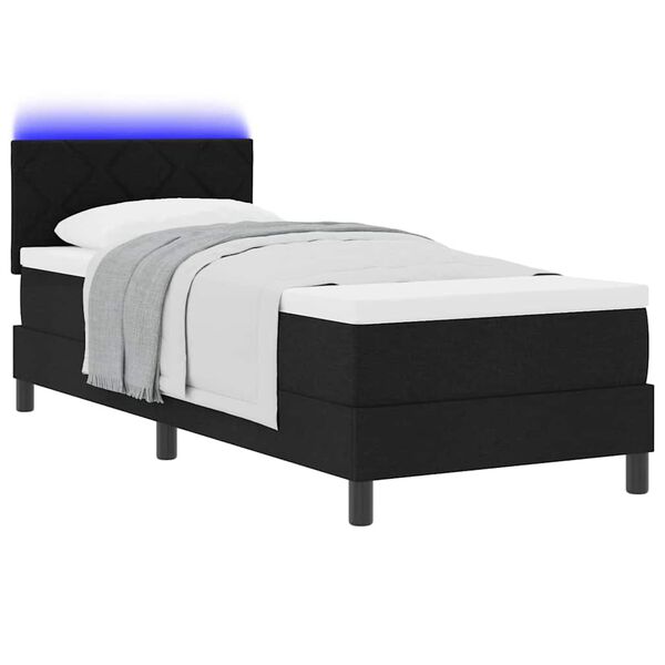 vidaXL Boxspringbett mit Matratze Schwarz 80 x 200 cm Stoff