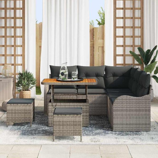 vidaXL Garten-Sofa-Set 8 pcs Grau Poly-Rattan