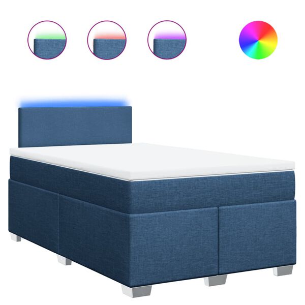 vidaXL Boxspringbett mit Matratze Blau 120x190 cm Stoff