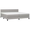 vidaXL Boxspringbett mit Matratze & LED Hellgrau 200x200 cm Stoff