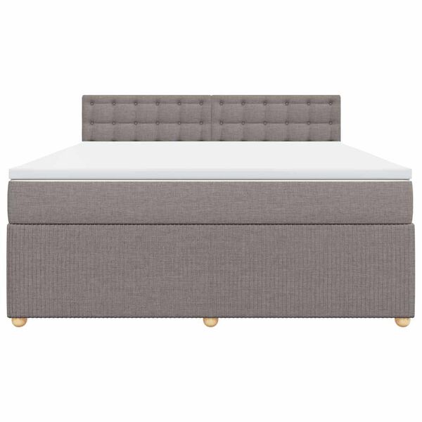 vidaXL Boxspringbett mit Matratze Taupe 180x200 cm Stoff