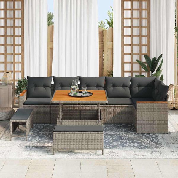 vidaXL Gartensofa-set 9 pcs Grau Poly-Rattan