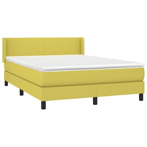vidaXL Boxspringbett mit Matratze Gr&uuml;n 140x190 cm Stoff